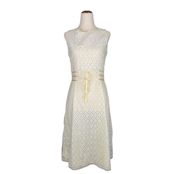 Faith Love Passion Vintage Cotton Eyelet Midi Dress Butter Yellow Detail  Size 7 - Picture 1 of 7